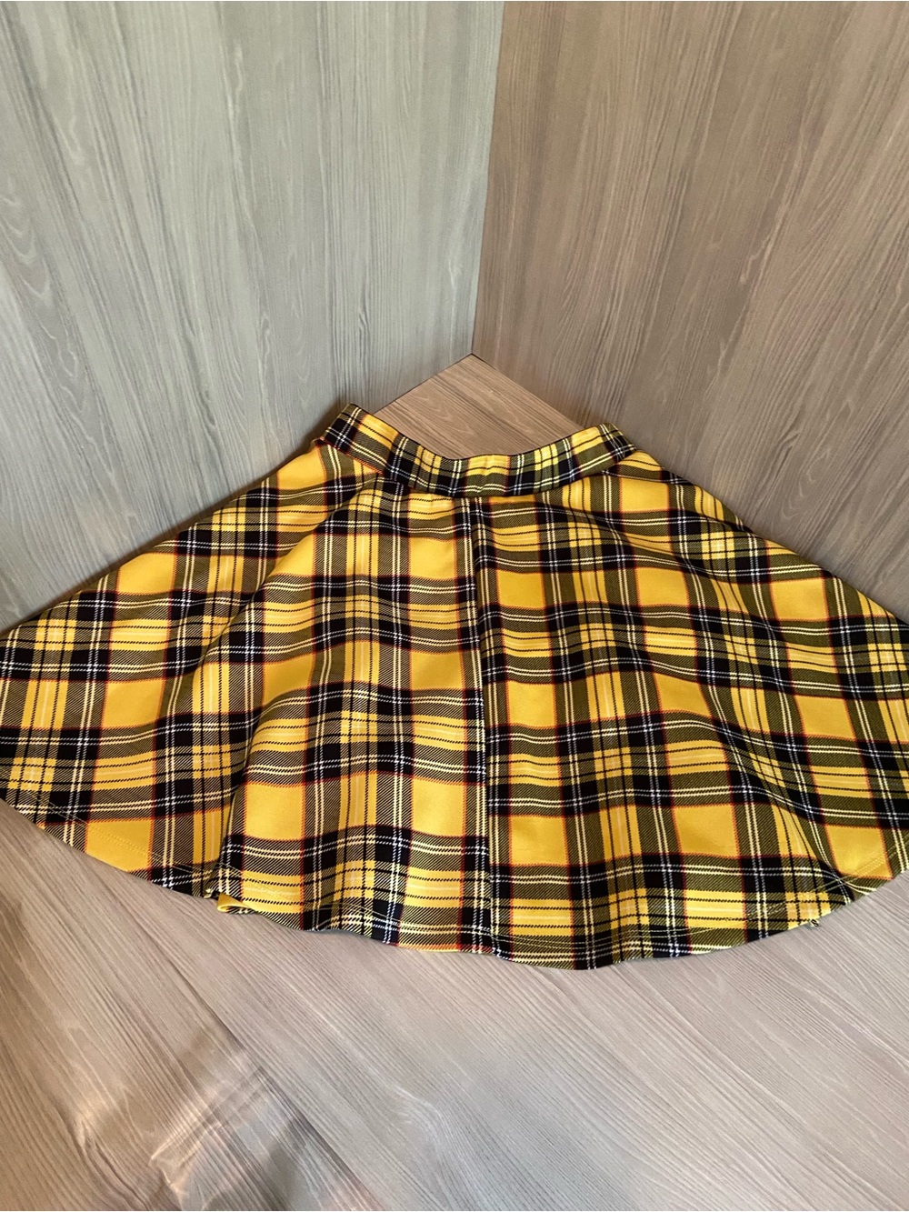 Hot Topic Yellow and Black Plaid Midi Skirt with Lace-Up Sides - Picture 5 of 5